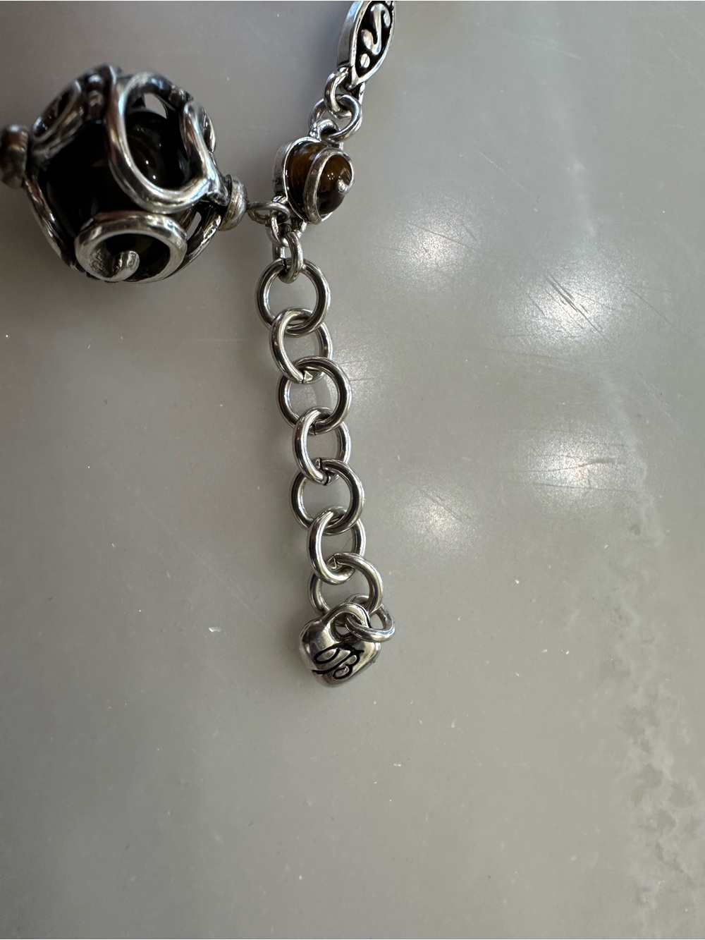 Brighton Silver, Brown Tiger's Eye Charm Bracelet - Picture 7 of 13
